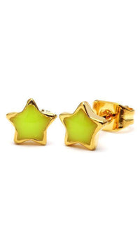 Cargar imagen en el visor de la galería, Brass Ohrstecker Stern 6 mm bunt gold Emaille nickelfrei Messing - chic-net.de
