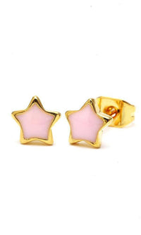 Cargar imagen en el visor de la galería, Brass Ohrstecker Stern 6 mm bunt gold Emaille nickelfrei Messing - chic-net.de
