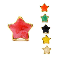 Cargar imagen en el visor de la galería, Brass Ohrstecker Stern gemasert 8 mm bunt gold Emaille nickelfrei Messing - chic-net.de
