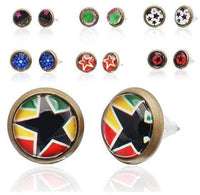 Cargar imagen en el visor de la galería, Brass Ohrstecker Stern Sterne bunt Unisex Ohrringe Edelstahl nickelfrei Kommunismus 12 mm - chic-net.de
