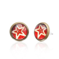 Cargar imagen en el visor de la galería, Brass Ohrstecker Stern Sterne bunt Unisex Ohrringe Edelstahl nickelfrei Kommunismus 12 mm - chic-net.de
