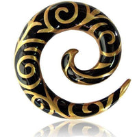 Load image into Gallery viewer, Brass Piercing Dehnschnecke Resin schwarz gold Spiralen - chic-net.de
