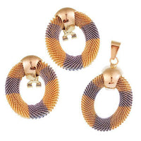 Cargar imagen en el visor de la galería, Brass Schmuck Set Ohrringe Anhänger Damen nickelfrei rund - chic-net.de
