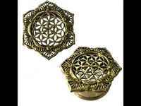 Load image into Gallery viewer, Brass Tunnel Blume des Lebens in Lotusblume Schnörkel golden Plug - chic-net.de
