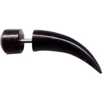 Load image into Gallery viewer, Buffalo Horn Fake Piercing, leicht gebogener Spike, schwarz mit eingefasstem Perlmutt, Ohrhänger, Ohrstecker, Ohrring - chic-net.de
