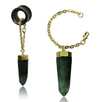 Load image into Gallery viewer, Charm Piercing Anhänger Ohrhänger für Flesh Tunnels gold Silber Messing Stein Karabiner - chic-net.de
