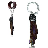 Load image into Gallery viewer, Charm Piercing Anhänger Ohrhänger für Flesh Tunnels gold Silber Messing Stein Karabiner - chic-net.de
