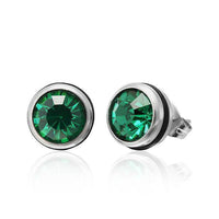 Load image into Gallery viewer, CHICNET Brass Ohrstecker silber Gummi Glaskristall 10mm rund - chic-net.de
