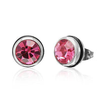 Load image into Gallery viewer, CHICNET Brass Ohrstecker silber Gummi Glaskristall 10mm rund - chic-net.de
