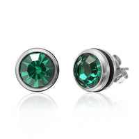 Load image into Gallery viewer, CHICNET Brass Ohrstecker silber Gummi Glaskristall 10mm rund - chic-net.de
