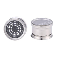 Load image into Gallery viewer, Chirurgenstahl Plug silber Farben Spinnennetz schwarz Glas Schraubplug dünn - chic-net.de
