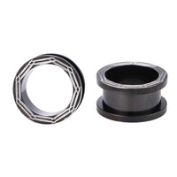 Load image into Gallery viewer, Chirurgenstahl Schraubplug silberne Striche Oberfläche Tunnel Plug Edelstahl dünn schwarz - chic-net.de
