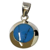 Cargar imagen en el visor de la galería, Damen Anhänger, Silber Anhänger mit synthetischem Blau/Türkis, 925 Sterling Silber, ca. 15 mm Ø - chic-net.de
