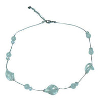 Load image into Gallery viewer, Damen Kette Achat Perlen oval gewunden Glitzer Glasperlen weiß 42- 48 cm Karabiner nickelfrei - chic-net.de
