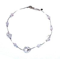 Load image into Gallery viewer, Damen Kette Achat Perlen oval gewunden Glitzer Glasperlen weiß 42- 48 cm Karabiner nickelfrei - chic-net.de
