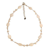 Load image into Gallery viewer, Damen Kette Perlenkette weiß Perlen Perlmutt Scheiben oval 42- 48 cm Karabiner nickelfrei Zuchtperle - chic-net.de
