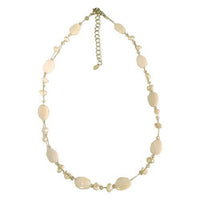 Load image into Gallery viewer, Damen Kette Perlenkette weiß Perlen Perlmutt Scheiben oval 42- 48 cm Karabiner nickelfrei Zuchtperle - chic-net.de
