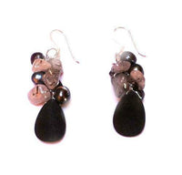 Cargar imagen en el visor de la galería, Damen Ohrringe Ohrhänger 925er Sterling Silber Perlen Steine schwarz weiß - chic-net.de
