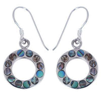 Load image into Gallery viewer, Damen Ohrringe/Ohrhänger aus Pauamuschel-Abalone, Perlmutt in 925 Sterling Silber eingefasst, ca. 15 mm Ø - chic-net.de
