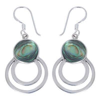 Load image into Gallery viewer, Damen Ohrringe/Ohrhänger aus Pauamuschel-Abalone, Perlmutt in 925 Sterling Silber eingefasst, ca. 23 x 18 mm - chic-net.de

