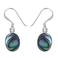 Load image into Gallery viewer, Damen Ohrringe/Ohrhänger aus Pauamuschel-Abalone, Perlmutt in 925 Sterling Silber eingefasst, ca. 7 x10 mm - chic-net.de
