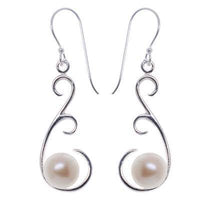 Load image into Gallery viewer, Damen Perlen Ohrringe Silberohrringe 925er Sterling Silber Zuchtperle (1A Naturqualität) Ornament - chic-net.de
