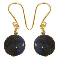 Load image into Gallery viewer, Damenohrringe mit blauem Lapis, rund, mit 925er Sterlingsilberbügel - chic-net.de
