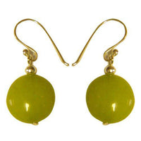 Load image into Gallery viewer, Damenohrringe mit hellgrünem Katzenauge, rund und flach, mit 925er Sterlingsilberbügel - chic-net.de
