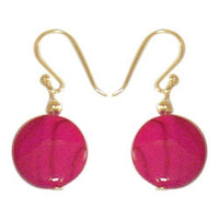 Load image into Gallery viewer, Damenohrringe mit magenta gefärbter Perlmuttmuschel und Muster, mit 925er Sterlingsilberbügel - chic-net.de
