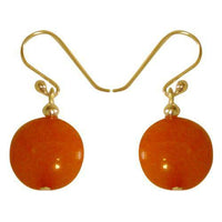 Load image into Gallery viewer, Damenohrringe mit orangem Achat Stein, mit 925er Sterlingsilberbügel rund flach - chic-net.de

