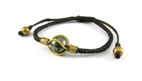 Cargar imagen en el visor de la galería, Designer Armbänder Brass Kugel schwarz Messing Armband Baumwolle gewachst Unisex - chic-net.de
