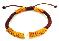 Cargar imagen en el visor de la galería, Designer Armbänder gelb rot Messing Bead Knoten Brass Armband Baumwolle gewachst Unisex - chic-net.de
