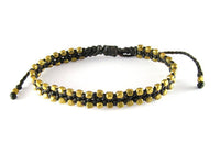 Cargar imagen en el visor de la galería, Designer Armbänder schwarz Messing Beads außen Brass Armband Baumwolle gewachst Unisex - chic-net.de
