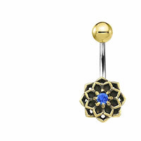 Load image into Gallery viewer, Bauchnabel Piercing Brass Edelstahl Stern Blume Stein - chic-net.de
