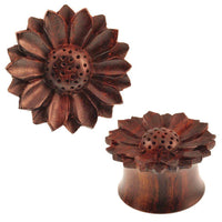 Load image into Gallery viewer, Dunkelbraun Sonoholz Plug gemasert Gänseblümchen Tribal Expander Organic - chic-net.de
