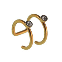Load image into Gallery viewer, Ear cuffs, Fake Helix Ohrklemme, Edelstahl golden, zweilagig mit Glitzersteinen - chic-net.de
