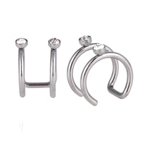 Load image into Gallery viewer, Ear cuffs, Fake Helix Ohrklemme, Edelstahl silbern, zweilagig mit glitzersteinen - chic-net.de

