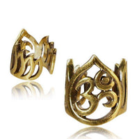Load image into Gallery viewer, Ear cuffs OM-Zeichen Flammen-Muster Messing golden - chic-net.de

