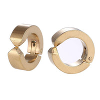 Cargar imagen en el visor de la galería, Edelstahl Creolen Ohrring gold Farben schlicht  Klippverschluss - chic-net.de
