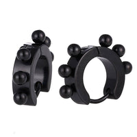 Cargar imagen en el visor de la galería, Edelstahl Creolen Ohrring schwarz Kugeln Klippverschluss - chic-net.de
