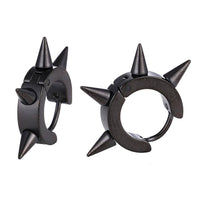 Cargar imagen en el visor de la galería, Edelstahl Creolen Ohrring schwarz zacken Nieten Klippverschluss - chic-net.de
