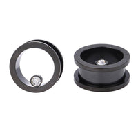 Load image into Gallery viewer, Edelstahl Flesh Tunnel ribbed Plug schwarz Glitzer Zirkonia Stein Schraubplug - chic-net.de
