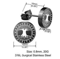 Cargar imagen en el visor de la galería, Edelstahl Ohrstecker schwarz 8-10mm Viking Celtic Nordic - chic-net.de
