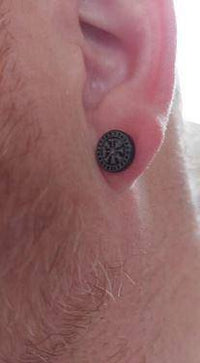 Cargar imagen en el visor de la galería, Edelstahl Ohrstecker schwarz 8-10mm Viking Celtic Nordic - chic-net.de
