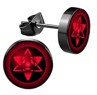 Load image into Gallery viewer, Edelstahl Ohrstecker schwarz rot 8mm Sharingan Auge - chic-net.de
