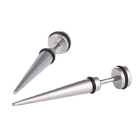 Load image into Gallery viewer, Edelstahl silberfarben Gummiring Fake Piercing Expander Dehnungsstab Straight Dehnstab - chic-net.de
