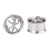 Load image into Gallery viewer, Edelstahl Tunnel Plug Schraubplug dünn silbern Eidechse Gecko double flared - chic-net.de
