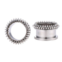 Load image into Gallery viewer, Edelstahl Tunnel Plug Schraubplug kegelförmig Spitze Nieten Stacheln Punk silber - chic-net.de
