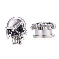 Load image into Gallery viewer, Edelstahl Tunnel Plug silber Farben Totenkopf Gebiss Skull Schraubplug dünn schwarz - chic-net.de
