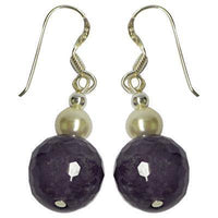 Load image into Gallery viewer, facettiert Amethyst lila weiß Perlen Ohrringe 925er Sterlingsilber ca. 25 mm Ø Zuchtperle - chic-net.de
